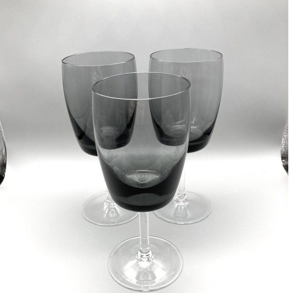Gorham Midnight Mist Smoke Water Goblets, Set of 3, Vintage Replacement Glasses